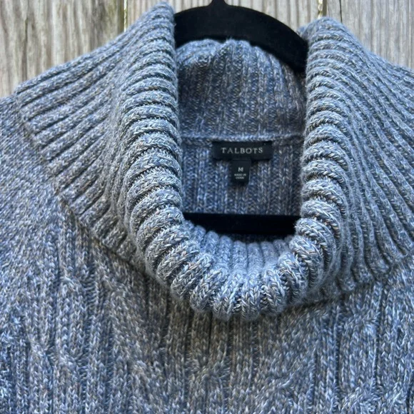 TALBOTS Marled Ribbed Cable Knit Cowl Turtleneck Women’s Medium - Picture 7 of 11